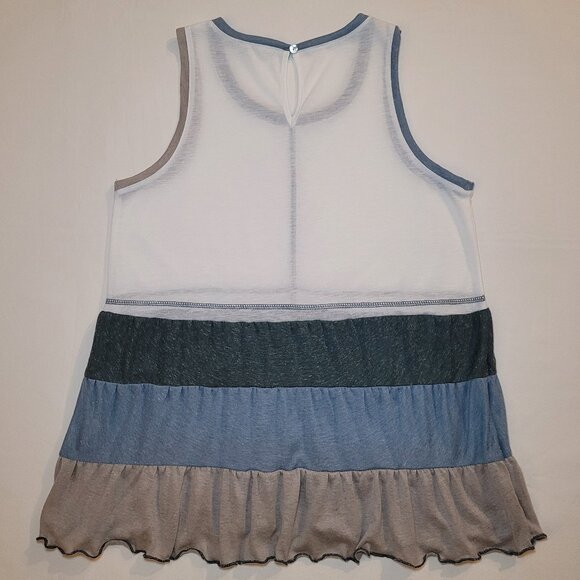 Womens Color Block Ruffle Hem Flowy Heathered Tank Top Mystree Size Small - Picture 8 of 10